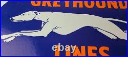 Vintage Greyhound Porcelain Gas Bus Lines Transportation Auto Dog Service Sign