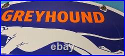 Vintage Greyhound Porcelain Gas Bus Lines Transportation Auto Dog Service Sign