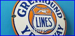 Vintage Greyhound Porcelain Gas Bus Lines Yelloway Auto Service Station Sign