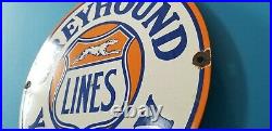 Vintage Greyhound Porcelain Gas Bus Lines Yelloway Auto Service Station Sign