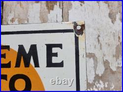 Vintage Gulf Porcelain Sign Supreme Auto Oil Gas Pump Plate For Sale Here Penna