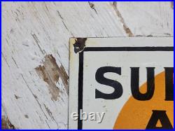 Vintage Gulf Porcelain Sign Supreme Auto Oil Gas Pump Plate For Sale Here Penna