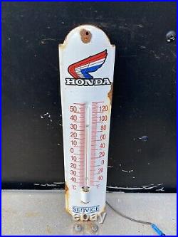Vintage HONDA Porcelain Thermometer Gas Oil SIGN 12 AUTO CAR TRUCK DIRT BIKE