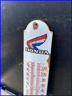 Vintage HONDA Porcelain Thermometer Gas Oil SIGN 12 AUTO CAR TRUCK DIRT BIKE