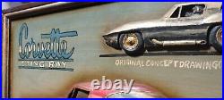 Vintage Hand Carved-Painted Corvette Stingray 3D Picture Art