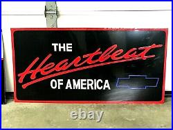 Vintage Hand Painted CHEVY Heartbeat Truck Car Gas Sign Chevrolet Mechanic Shop
