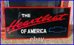 Vintage Hand Painted CHEVY Heartbeat Truck Car Gas Sign Chevrolet Mechanic Shop
