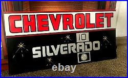 Vintage Hand Painted CHEVY SILVERADO 10 Truck Car Gas Sign GMC Chevrolet Shop