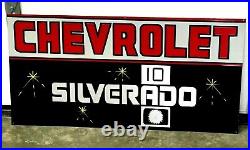 Vintage Hand Painted CHEVY SILVERADO 10 Truck Car Gas Sign GMC Chevrolet Shop