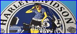 Vintage Harley Davidson Motorcycle Porcelain Gas Auto Bike Police Service Sign