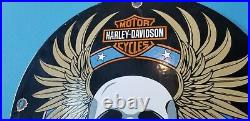 Vintage Harley Davidson Motorcycle Porcelain Gas Auto Bike Sales Service Sign