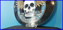 Vintage Harley Davidson Motorcycle Porcelain Gas Auto Bike Sales Service Sign