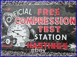 Vintage Hastings Compressors Porcelain Sign Gas Car Truck