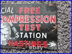 Vintage Hastings Compressors Porcelain Sign Gas Car Truck