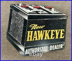 Vintage Hawkeye Auto Battery Car & Truck 19 Ac Delco Metal Gasoline Oil Sign Gm