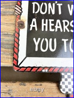 Vintage Hearse Boy Sign Motor Oil Service Church Gasoline Porcelain Gas Sign
