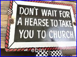 Vintage Hearse Boy Sign Motor Oil Service Church Gasoline Porcelain Gas Sign