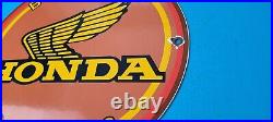 Vintage Honda Automobiles Dealer Porcelain Gas Motorcycles Service & Sales Sign