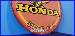 Vintage Honda Automobiles Porcelain Gas Motorcycles Sales Service Dealer Sign