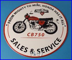 Vintage Honda Motorcycle Sign Biker Automobile Gas Pump Service Porcelain Sign