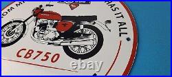 Vintage Honda Motorcycle Sign Biker Automobile Gas Pump Service Porcelain Sign