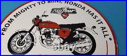 Vintage Honda Motorcycle Sign Biker Automobile Gas Pump Service Porcelain Sign