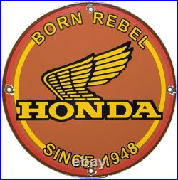 Vintage Honda Porcelain Sign Gas Oil Garage Repair Motorcycle Auto Lawn Plane