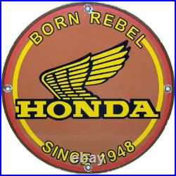 Vintage Honda Porcelain Sign Gas Oil Garage Repair Motorcycle Auto Lawn Plane