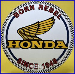 Vintage Honda Porcelain Sign Gas Oil Garage Repair Motorcycle Auto Lawn Plane