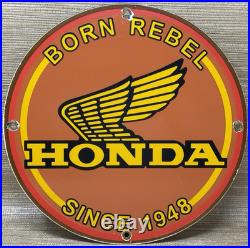 Vintage Honda Porcelain Sign Gas Oil Garage Repair Motorcycle Auto Lawn Plane