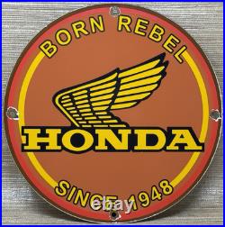 Vintage Honda Porcelain Sign Gas Oil Garage Repair Motorcycle Auto Lawn Plane