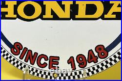 Vintage Honda Porcelain Sign Gas Oil Garage Repair Motorcycle Auto Lawn Plane