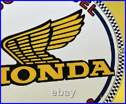 Vintage Honda Porcelain Sign Gas Oil Garage Repair Motorcycle Auto Lawn Plane