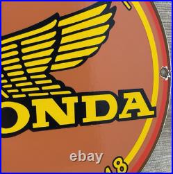 Vintage Honda Porcelain Sign Gas Oil Garage Repair Motorcycle Auto Lawn Plane Vintage Honda Porcelain Sign Gas Oil Garage Repair Motorcycle Auto Lawn Plane
