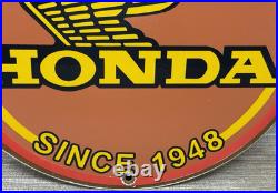 Vintage Honda Porcelain Sign Gas Oil Garage Repair Motorcycle Auto Lawn Plane