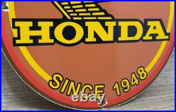 Vintage Honda Porcelain Sign Gas Oil Garage Repair Motorcycle Auto Lawn Plane