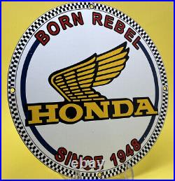 Vintage Honda Porcelain Sign Gas Oil Garage Repair Motorcycle Auto Lawn Plane