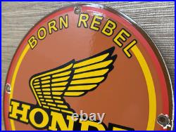 Vintage Honda Porcelain Sign Gas Oil Garage Repair Motorcycle Auto Lawn Plane