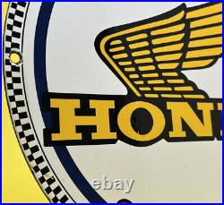 Vintage Honda Porcelain Sign Gas Oil Garage Repair Motorcycle Auto Lawn Plane