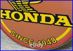 Vintage Honda Porcelain Sign Gas Oil Garage Repair Motorcycle Auto Lawn Plane