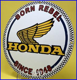 Vintage Honda Porcelain Sign Gas Oil Garage Repair Motorcycle Auto Lawn Plane