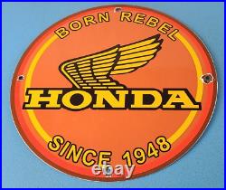 Vintage Honda Sign Motorcycle Biker Automobile Gas Pump Service Porcelain Sign