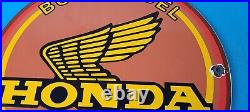 Vintage Honda Sign Motorcycle Biker Automobile Gas Pump Service Porcelain Sign