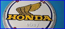 Vintage Honda Sign Motorcycle Biker Automobile Gas Pump Service Porcelain Sign