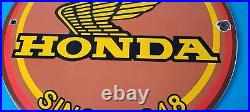 Vintage Honda Sign Motorcycle Biker Automobile Gas Pump Service Porcelain Sign