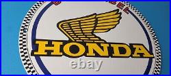 Vintage Honda Sign Motorcycle Biker Automobile Gas Pump Service Porcelain Sign