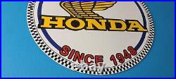 Vintage Honda Sign Motorcycle Biker Automobile Gas Pump Service Porcelain Sign