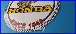 Vintage Honda Sign Motorcycle Biker Automobile Gas Pump Service Porcelain Sign