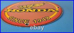 Vintage Honda Sign Motorcycle Biker Automobile Gas Pump Service Porcelain Sign