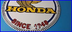 Vintage Honda Sign Motorcycle Biker Automobile Gas Pump Service Porcelain Sign